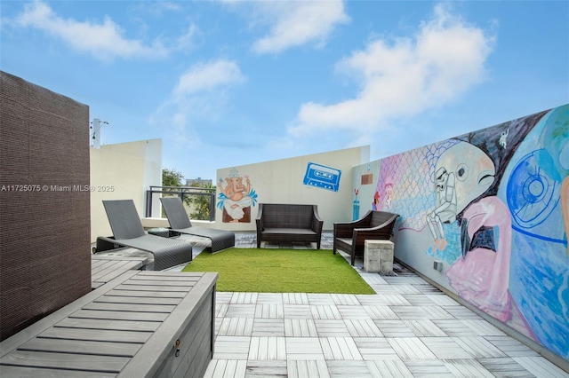 exterior space featuring an outdoor hangout area