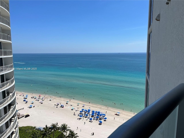 view of water feature with a view of the beach