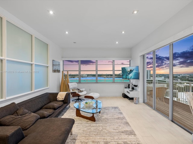 living room featuring light hardwood / wood-style floors