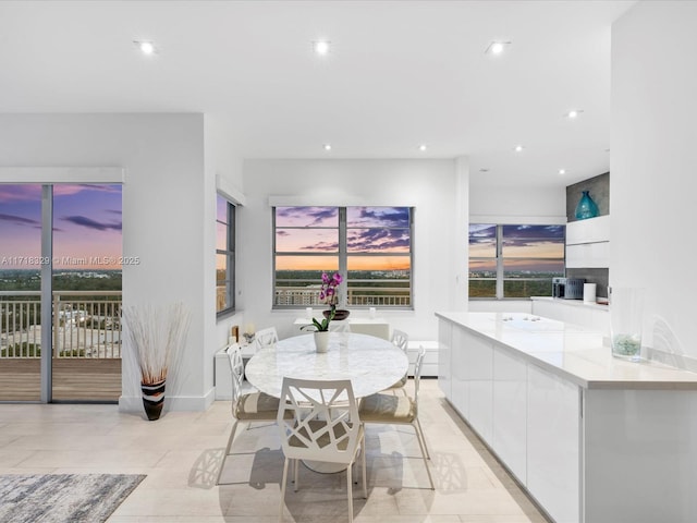 view of tiled dining space