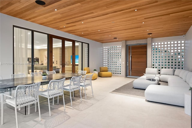 interior space with wooden ceiling