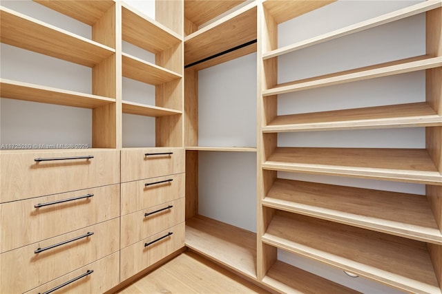 spacious closet featuring hardwood / wood-style flooring