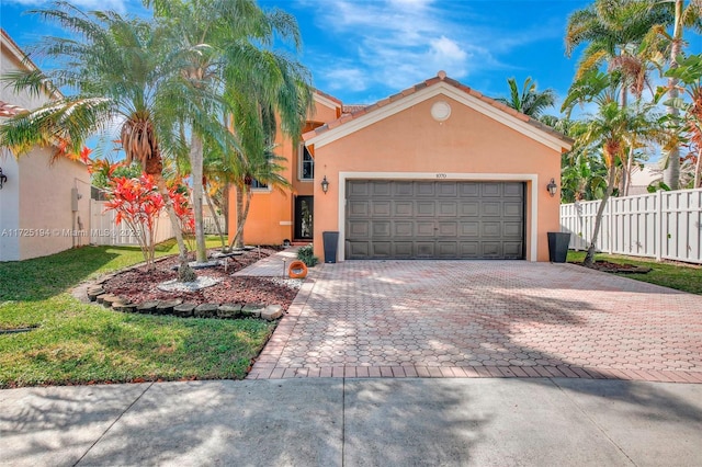 view of front of house with a garage