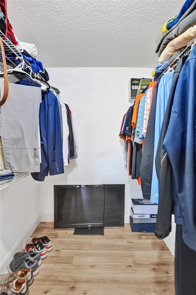 walk in closet featuring wood-type flooring