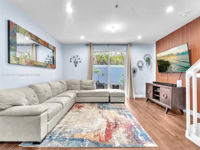 living room featuring light hardwood / wood-style flooring