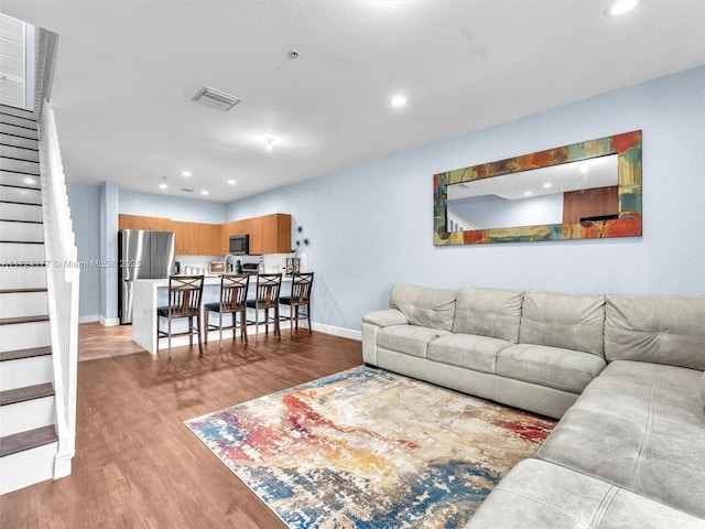 living room with light wood-type flooring