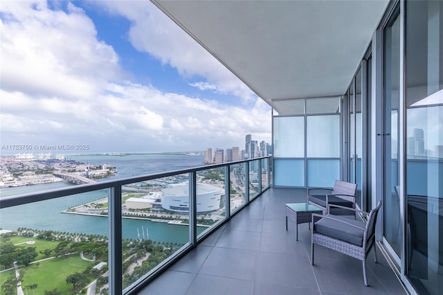 balcony with a water view