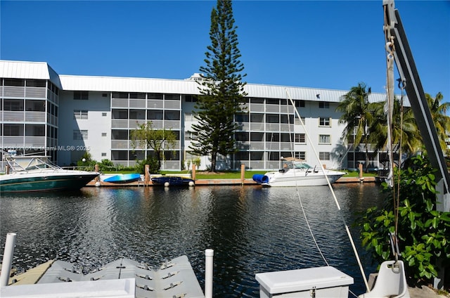 dock area featuring a water view