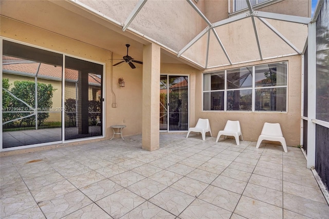 view of patio with ceiling fan