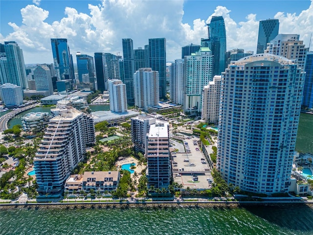 property's view of city featuring a water view