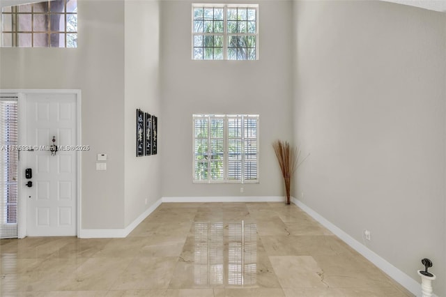 entrance foyer featuring a towering ceiling and plenty of natural light