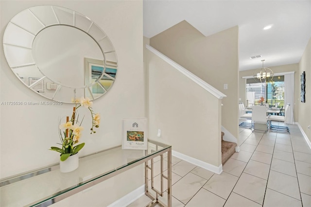 interior space with an inviting chandelier