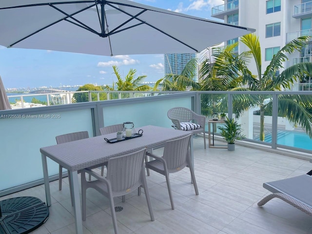 balcony with a water view