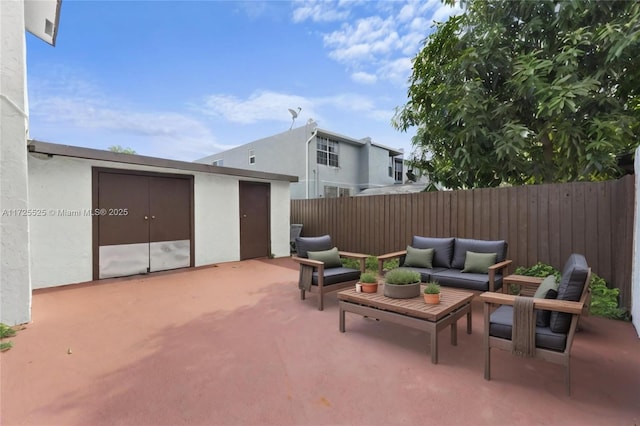 view of patio with outdoor lounge area