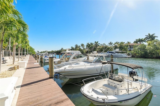 view of dock featuring a water view