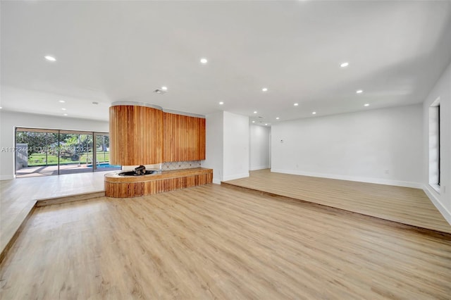 unfurnished living room featuring light hardwood / wood-style floors