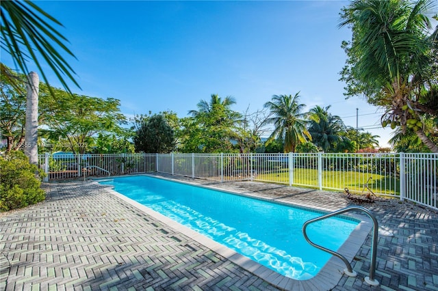 view of swimming pool featuring a patio