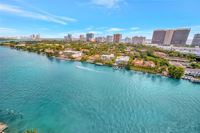 bird's eye view featuring a water view