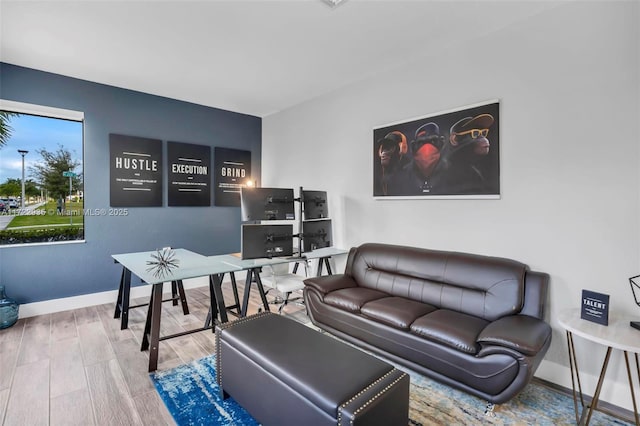 living room with hardwood / wood-style flooring