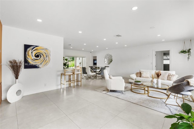 view of tiled living room