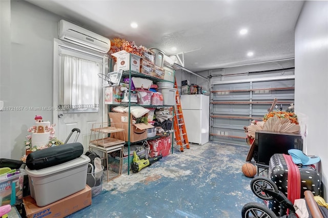 storage area featuring an AC wall unit