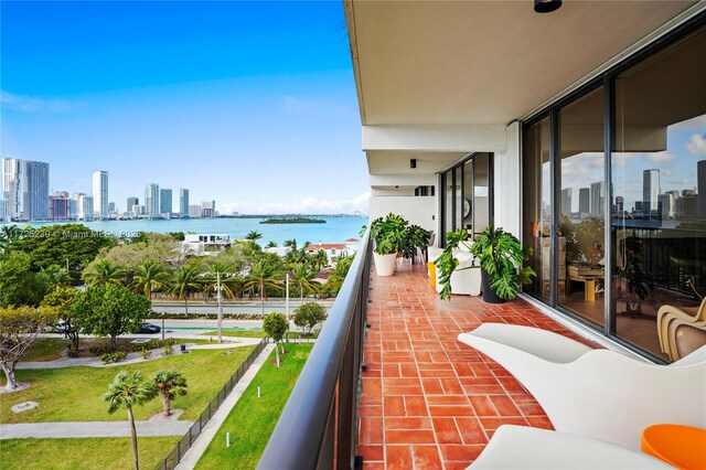 balcony with a water view