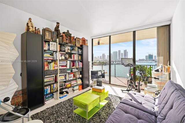 sitting room featuring a wall of windows