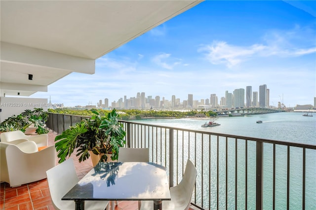 balcony with a water view