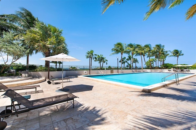 view of pool featuring a patio area