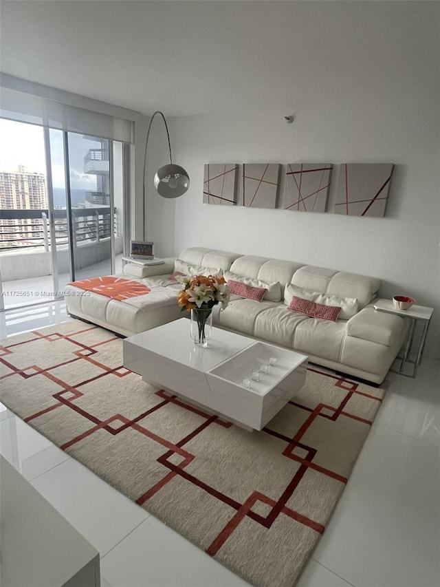 view of tiled living room