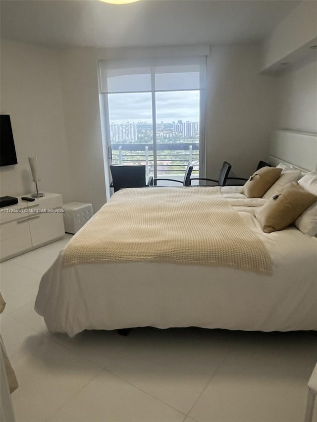 bedroom with tile patterned flooring