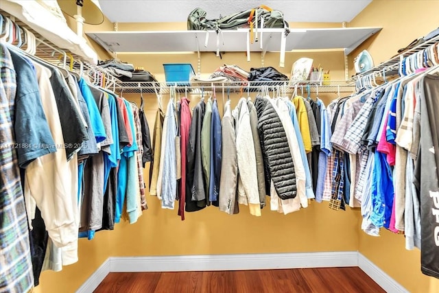 walk in closet featuring hardwood / wood-style floors