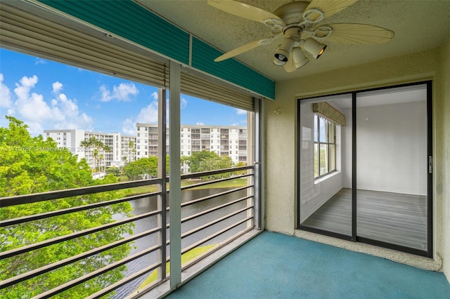 balcony with ceiling fan