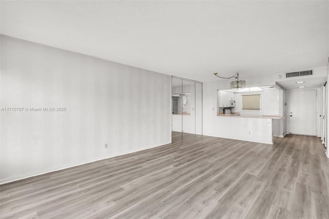 unfurnished living room featuring light hardwood / wood-style floors