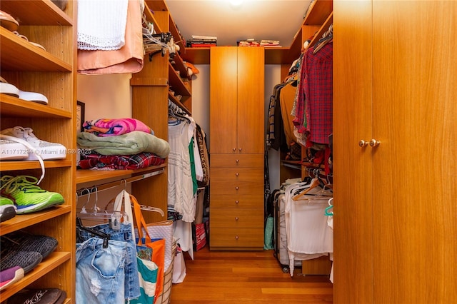 walk in closet featuring light wood-type flooring