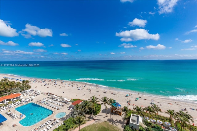 view of water feature with a view of the beach