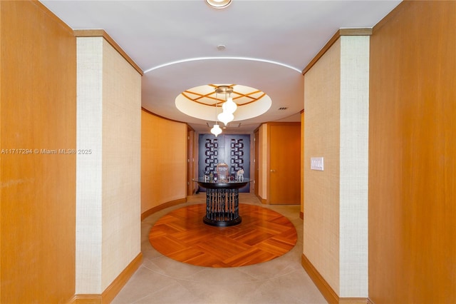 corridor with parquet floors