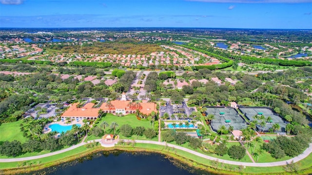 bird's eye view featuring a water view