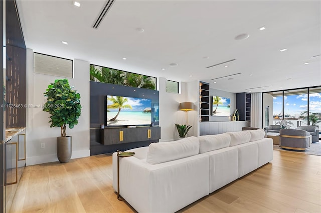 living room featuring light hardwood / wood-style floors