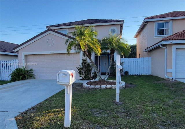 view of front of home with a front lawn