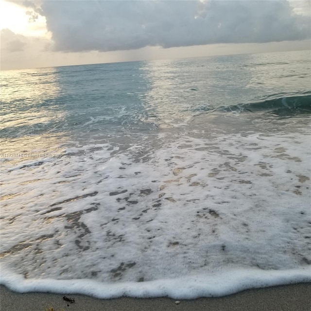 view of water feature with a view of the beach