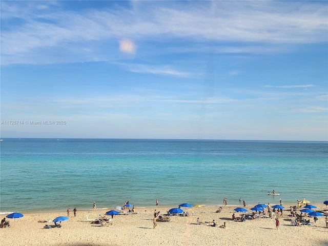 property view of water with a beach view