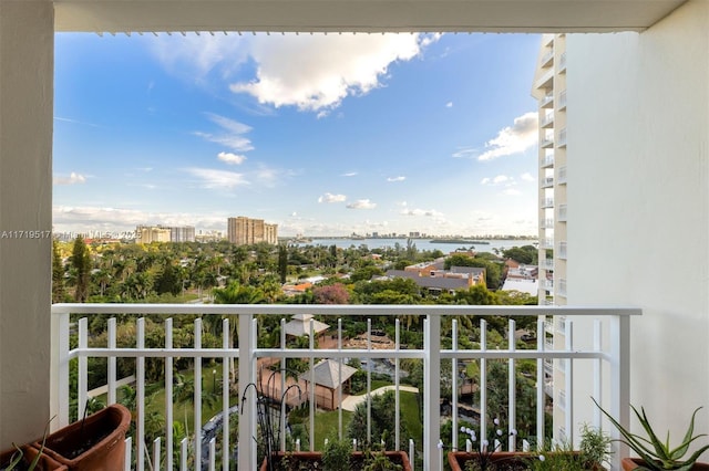 balcony with a water view