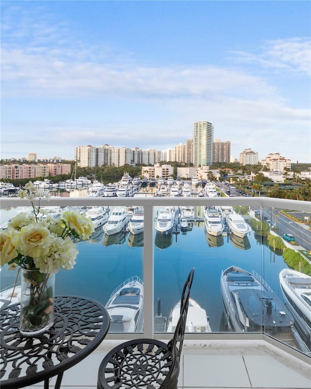 balcony with a water view