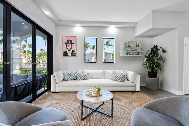 living room featuring a wealth of natural light