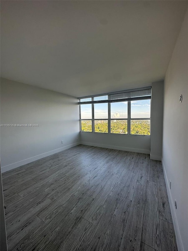 spare room featuring dark wood-type flooring