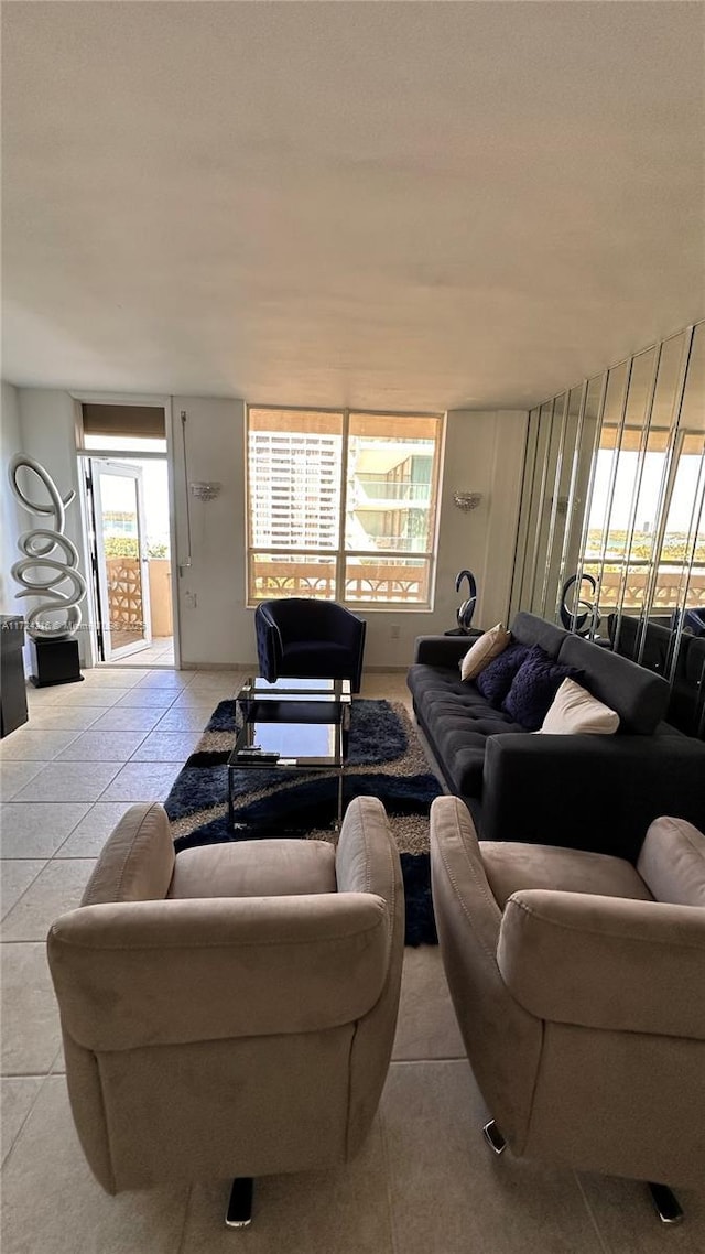 view of tiled living room