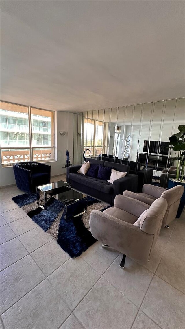 view of tiled living room