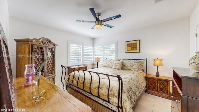 bedroom featuring ceiling fan