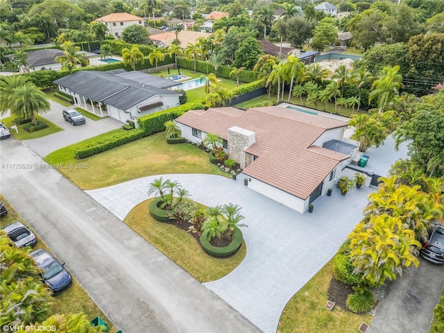 bird's eye view with a residential view